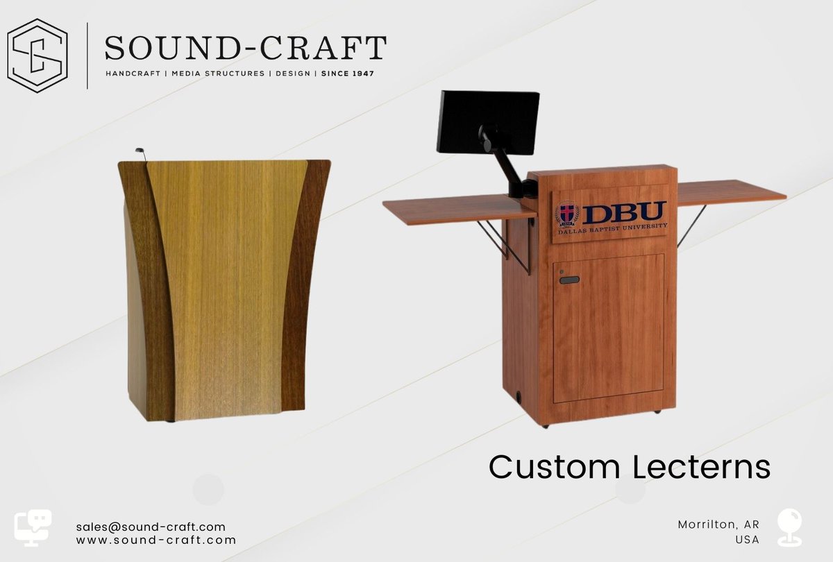 SoundCraftSys's tweet image. Don&apos;t settle for generic solutions. Explore our customization options today and discover how our custom technology lecterns can elevate your presentation experience. 
#lecterns #podiums #avfurniture #avtweeps #credenza #avrack #designbuild #systemintegration #avready