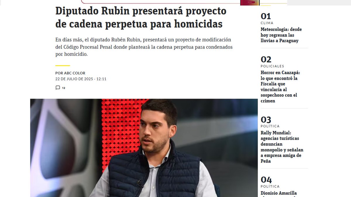 JorgeRolonLuna's tweet image. ¿MODIFICAR EL CÓDIGO PROCESAL PENAL PARA ESTABLECER LA CADENA PERPETUA?
El diario ABC Color atribuye al diputado Rubín -&quot;el azote de la delincuencia&quot;- la siguiente declaración: &quot;La modificación que proponemos es tocar de arriba a abajo el código procesal penal, con énfasis en…