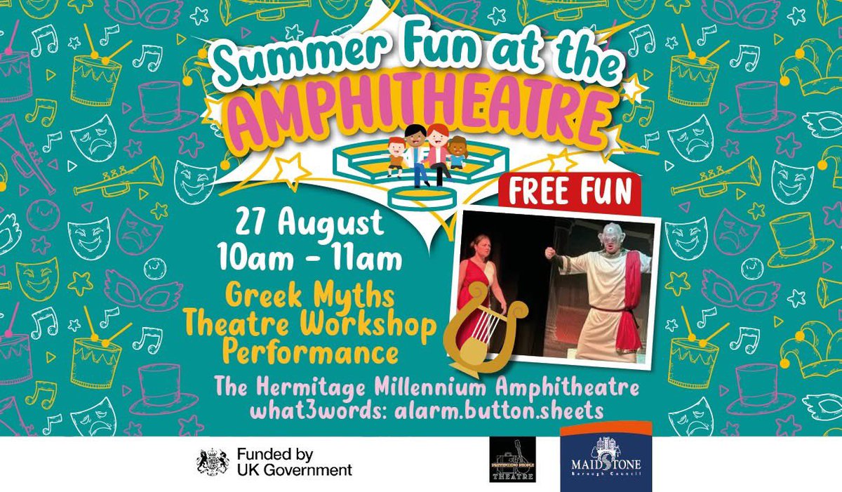Three weeks to go until the start of Summer Fun at the Amphitheatre.

Three Wednesdays, three theatre workshops, free to take part or watch.

maidstoneriverpark.co.uk/2025/07/family…

#Maidstone