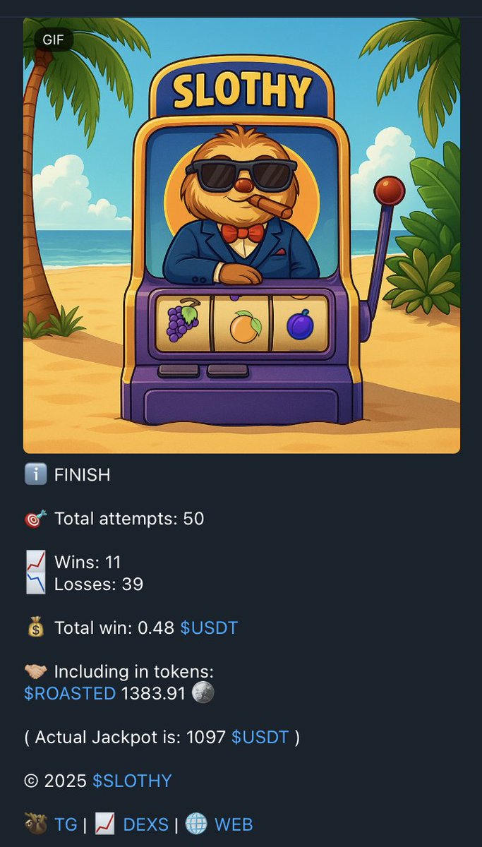 Slothy (@slothy_solana) on Twitter photo ๐ฅ First Jackpot Paid in $USDT + $ROASTED ๐ฅ
With <a href="/crypto_ROAST/">ROASTED ๐ง</a> joining the Slothy ecosystem, jackpots now pay out in both $USDT AND partner tokens ๐ฅณ
You can now spin & win mixed jackpots โ powered by partnerships ๐ฆฅ๐ฐ
More tokens, more value, more fun.
Whoโs next? ๐
#Solana ๐ฅ First Jackpot Paid in $USDT + $ROASTED ๐ฅ
With <a href="/crypto_ROAST/">ROASTED ๐ง</a> joining the Slothy ecosystem, jackpots now pay out in both $USDT AND partner tokens ๐ฅณ
You can now spin & win mixed jackpots โ powered by partnerships ๐ฆฅ๐ฐ
More tokens, more value, more fun.
Whoโs next? ๐
#Solana