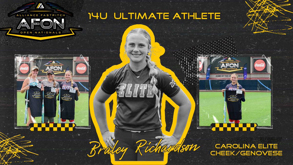 Connect Sports (@connectsports_) on Twitter photo Presenting the 14U Ultimate Athlete | Braley Richardson with Carolina Elite Cheek Genovese. 🤩She came, she saw & she conquered #AtTheAFON🥳. Cheers to you, queen. 👑
#ConnectSports #Nationals #Softball #Chattanooga
<a href="/braleyrich2030/">braleyrichardson2030</a>
<a href="/CarEliteNCorg/">@CarolinaEliteOrg</a>
<a href="/elitecheek/">Carolina Elite National Cheek/Genovese</a>
<a href="/FastpitchWire/">Fastpitch Wire</a> Presenting the 14U Ultimate Athlete | Braley Richardson with Carolina Elite Cheek Genovese. 🤩She came, she saw & she conquered #AtTheAFON🥳. Cheers to you, queen. 👑
#ConnectSports #Nationals #Softball #Chattanooga
<a href="/braleyrich2030/">braleyrichardson2030</a>
<a href="/CarEliteNCorg/">@CarolinaEliteOrg</a>
<a href="/elitecheek/">Carolina Elite National Cheek/Genovese</a>
<a href="/FastpitchWire/">Fastpitch Wire</a>