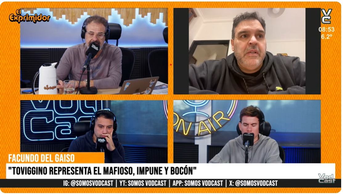 UN ESTILO MAFIOSO, IMPUNE Y BOCON
El “Toviggino Style” representa al mafioso, impune y bocón, que en vez de mantener un perfil bajo sale a desafiar y redoblar todas sus apuestas. Ahora no solo en el fútbol, sino como flamante millonario y dueño de un canal importante de streaming