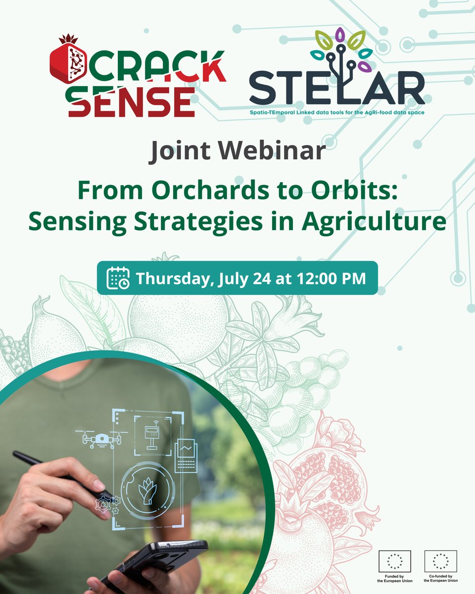 ✨ The CrackSense and STELAR joint webinar is happening tomorrow - are you registered?

🛰️🌱Explore how remote and on-site sensing work together to support healthier crops and smarter farming.

🔗 Register here: bit.ly/4li1xPy

#HorizonEurope #ResearchImpactEU