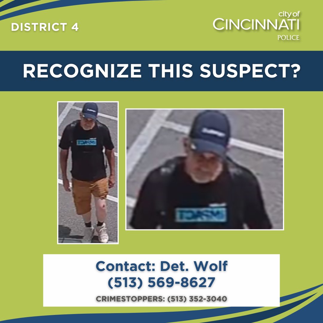 CincyPD's tweet image. Please help us identify the suspect pictured. The individual took the victim’s property without permission. The incident occurred on 7/8/25 in the 3500 block of Reading Rd. Please contact Det. Wolf at 513-569-8627 with any further information.