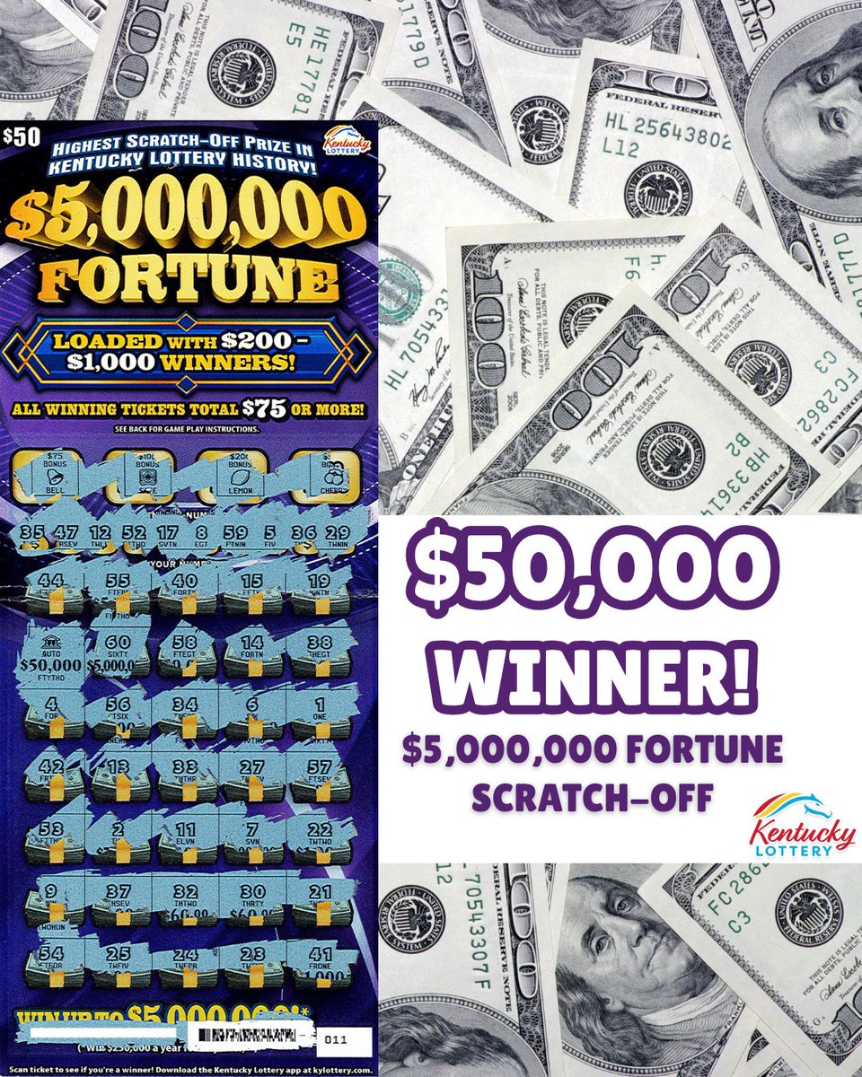 A Louisville man is celebrating a $50,000 win! 👏 He revealed the prize on a $5,000,000 Fortune Scratch-off! The man said he plans to use his winnings towards paying off his car! Join us in congratulating him! 💰 Read more on our website: bit.ly/WinnersKYLotte…