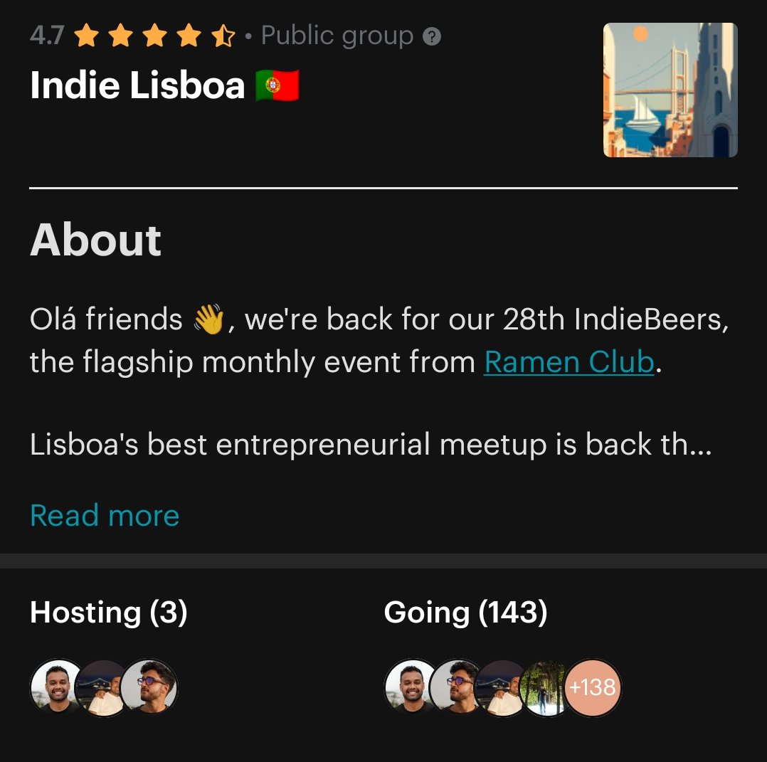 _baretto's tweet image. Co-hosting the largest monthly Indie Hacker meet up in the world tonight πΈ
We're nearly 150 strong tonight πͺπ€―
@IndieBeers