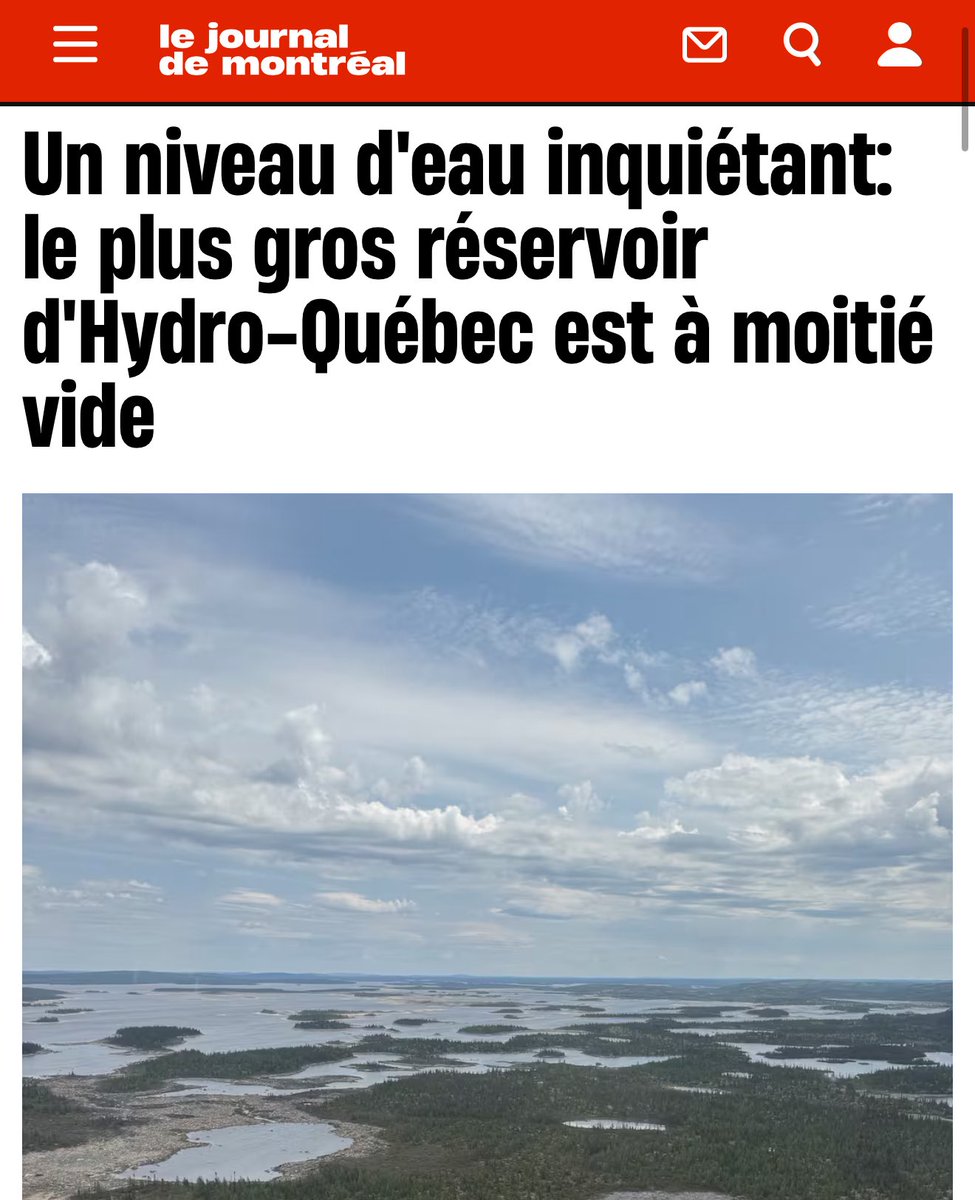 olivier_primeau's tweet image. Incroyable mais vrai 😒
Sur cette image, on voit le réservoir Manicouagan, le plus grand d’Hydro-Québec, à moitié vide. Ce n’est plus une hypothèse, c’est un signal d’alarme. Et je le répète : ce n’est pas une question de “si”, mais de “quand” l’eau deviendra un bien rare au…