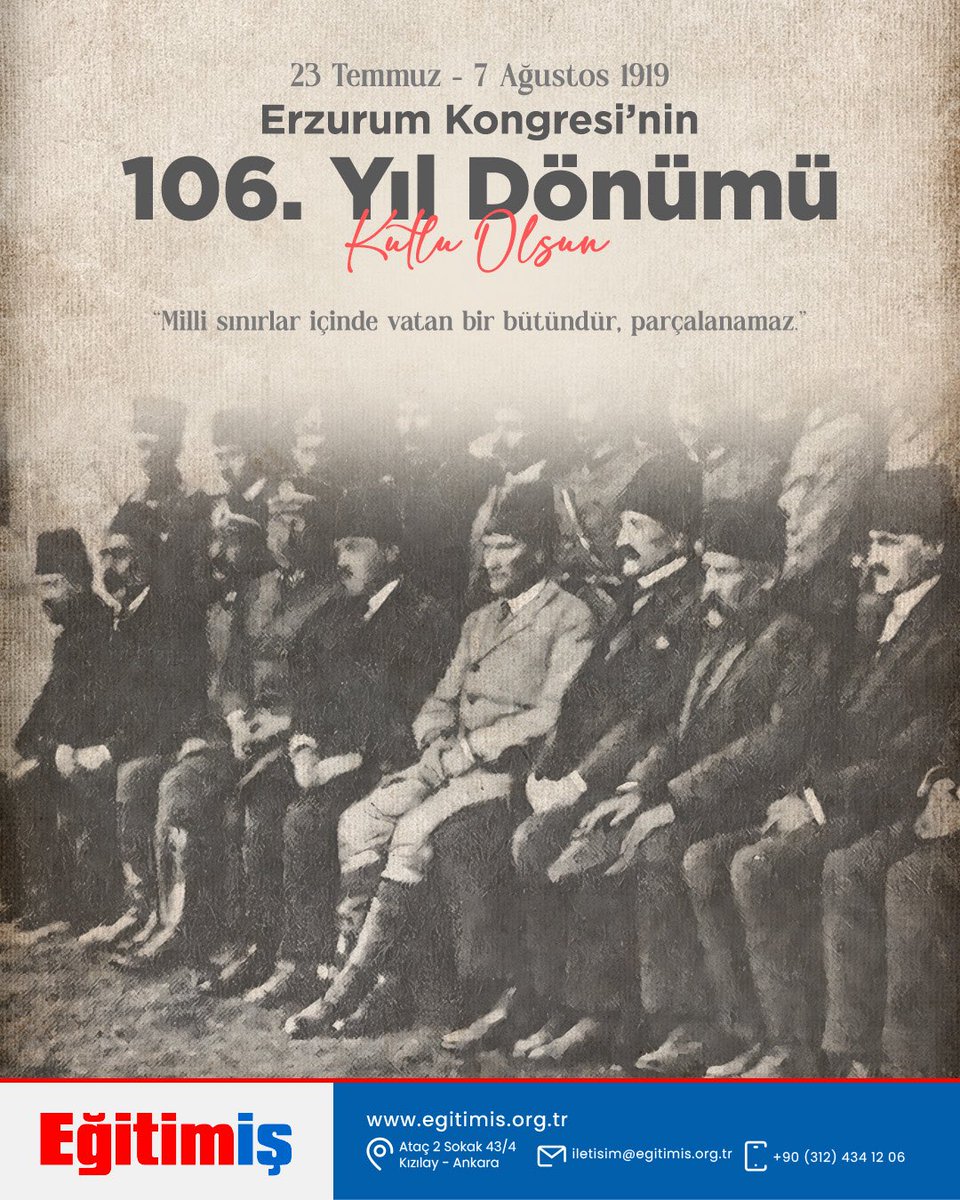 ERZURUM KONGRESİ’NİN 106. YILI KUTLU OLSUN!

Emperyalizme karşı ulusal direnişin en önemli adımlarından biri olan Erzurum Kongresi 106 yıl önce bugün toplanarak, tam bağımsızlık ve halk iradesine dayanan bir Cumhuriyet’in yolunu açmıştır. Kongrede, milletin iradesi dışında hiçbir