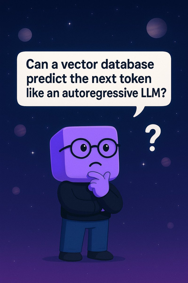 BudEcosystem's tweet image. Some of our researchers are exploring a crazy new idea — can a vector database predict the next token like an autoregressive LLM?
It's early days, but we're seriously curious and a little obsessed. We'll keep you posted as the exploration unfolds.
Got a geeky friend who lives…