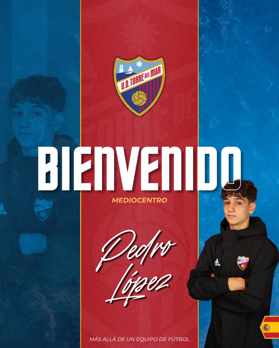 ¡𝘽𝙞𝙚𝙣𝙫𝙚𝙣𝙞𝙙𝙤❟ 𝙋𝙚𝙙𝙧𝙤! 

La U.D. Torre del Mar se complace en anunciar la incorporación de Pedro, joven talento español que llega procedente de la cantera del Getafe CF, uno de los referentes del fútbol base madrileño.

¡Seguimos construyendo el camino!