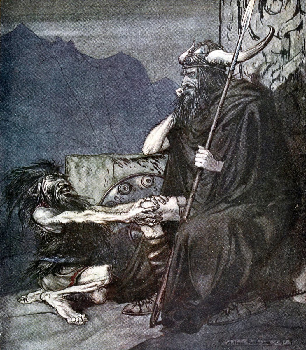 boadicea1804's tweet image. “Swear to me, Hagen, my son!”
~🖌 Arthur Rackham
Commissioned for a 1911 English publication of Richard Wagner’s opera, 'The Ring of the Nibelung'.