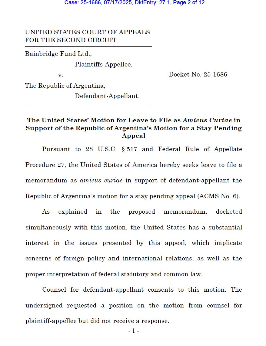 ignandez's tweet image. In the YPF case against Argentina, the USG plans to file an amicus supporting the argument that the SDNY lacks jurisdiction over foreign assets. This case highlights an interesting example of the transnational impact of domestic administrative law. @Vermeullarmine @OrentaOren