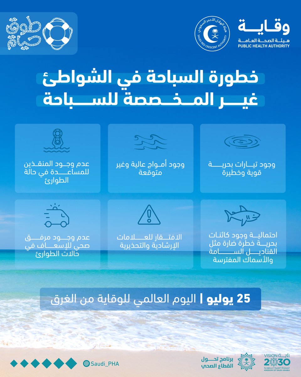 mediasrca's tweet image. لا تغامر في أماكن غير مخصصة للسباحة!
#كن_واعياً
#اليوم_العالمي_للوقاية_من_الغرق