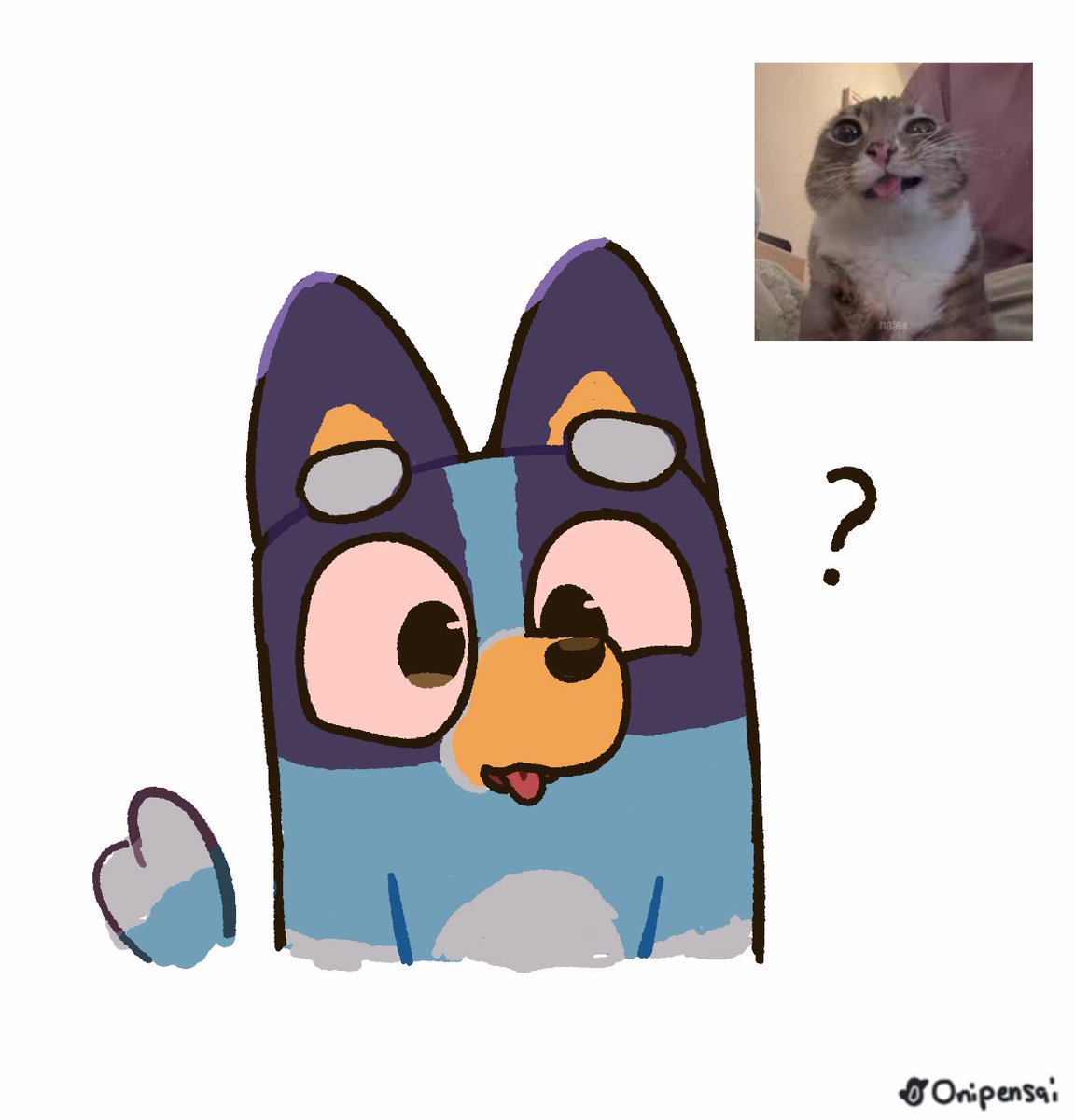 Onipensai's tweet image. Goofy pup #blueytwt #bluey