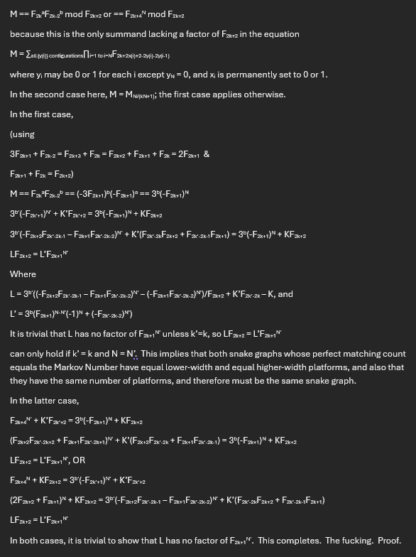 webystar's tweet image. Done and done.  #MarkovNumbers #Unicity #ModularArithmetic #SnakeGraphs #FibonacciNumbers #Fibonacci #Markov #MarkovNumber #ohmygod