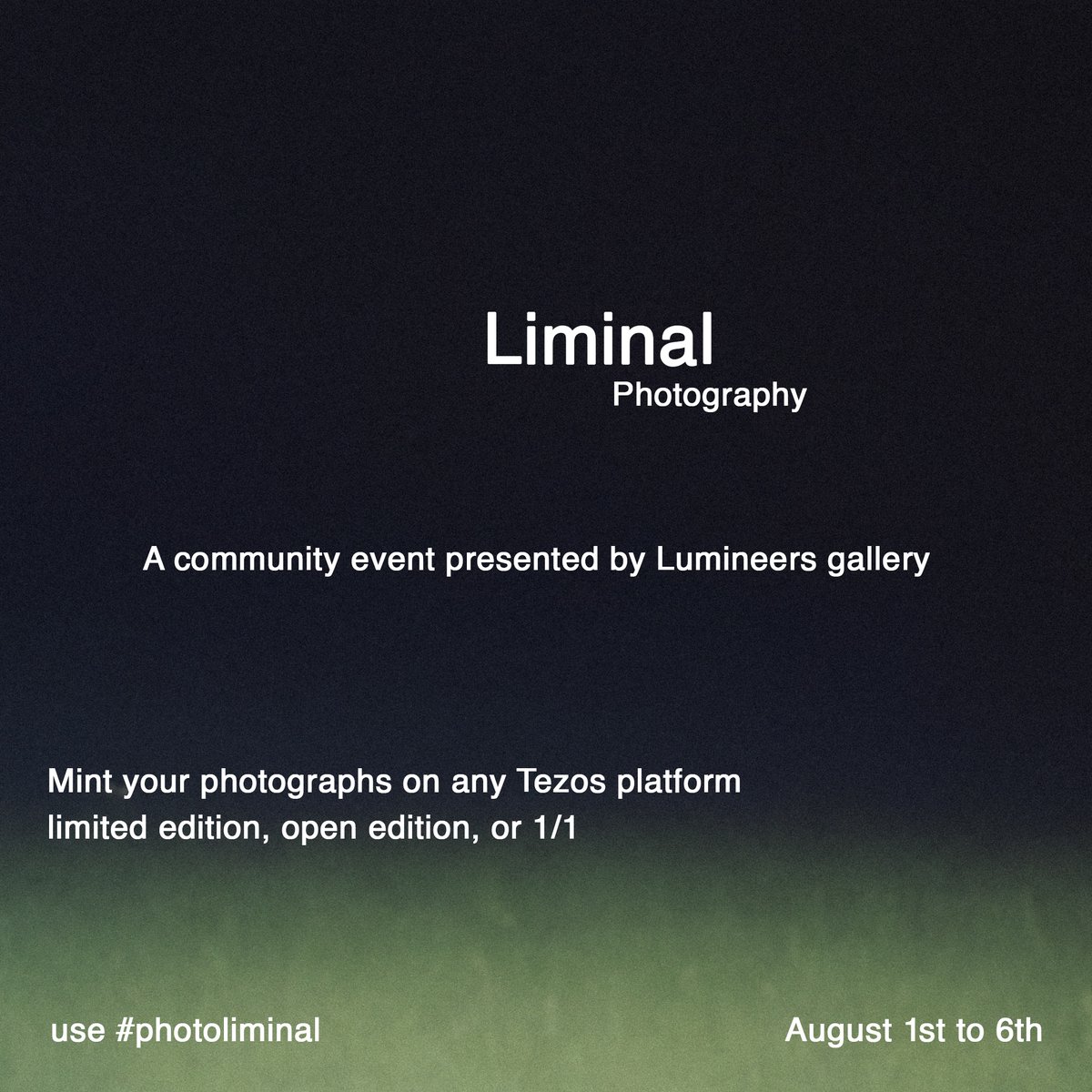 Ready for some Liminality?

Aug 1–6 → #photoliminal ☁️👁‍🗨🚪✨