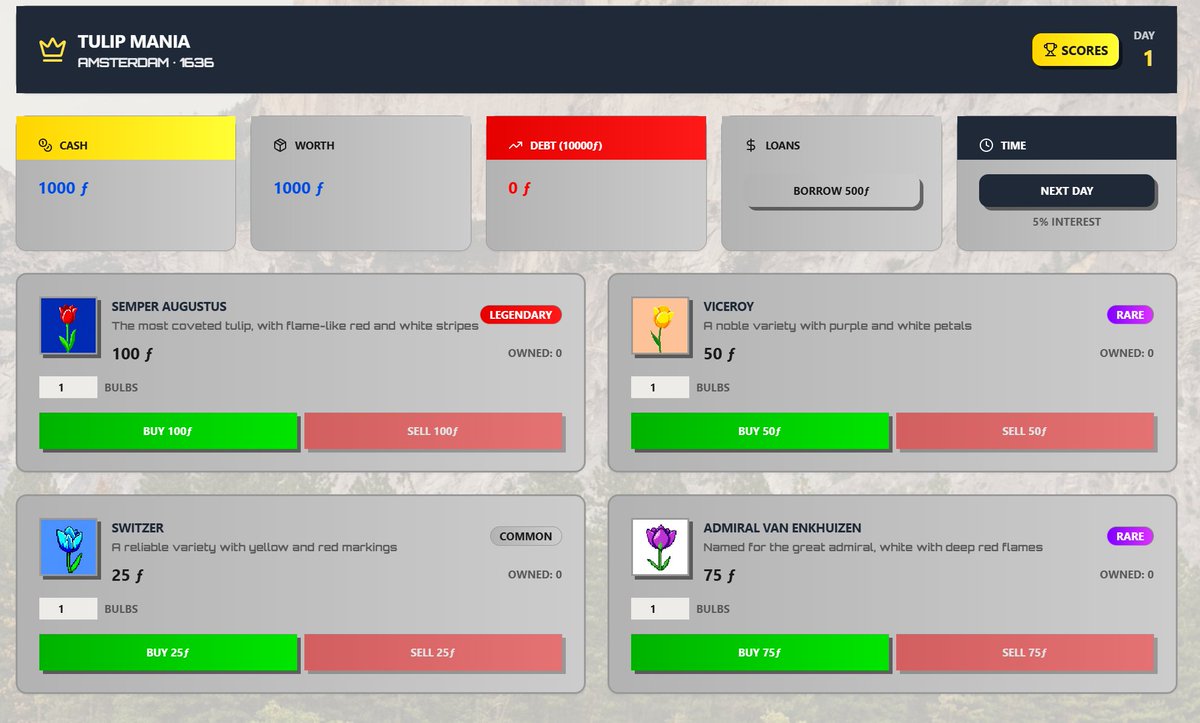 Will Tjernlund (@wtjern) on Twitter photo Made some changes to my Tulip Trading game. You can now pay down your debt. My newest high score is 492491 Made some changes to my Tulip Trading game. You can now pay down your debt. My newest high score is 492491