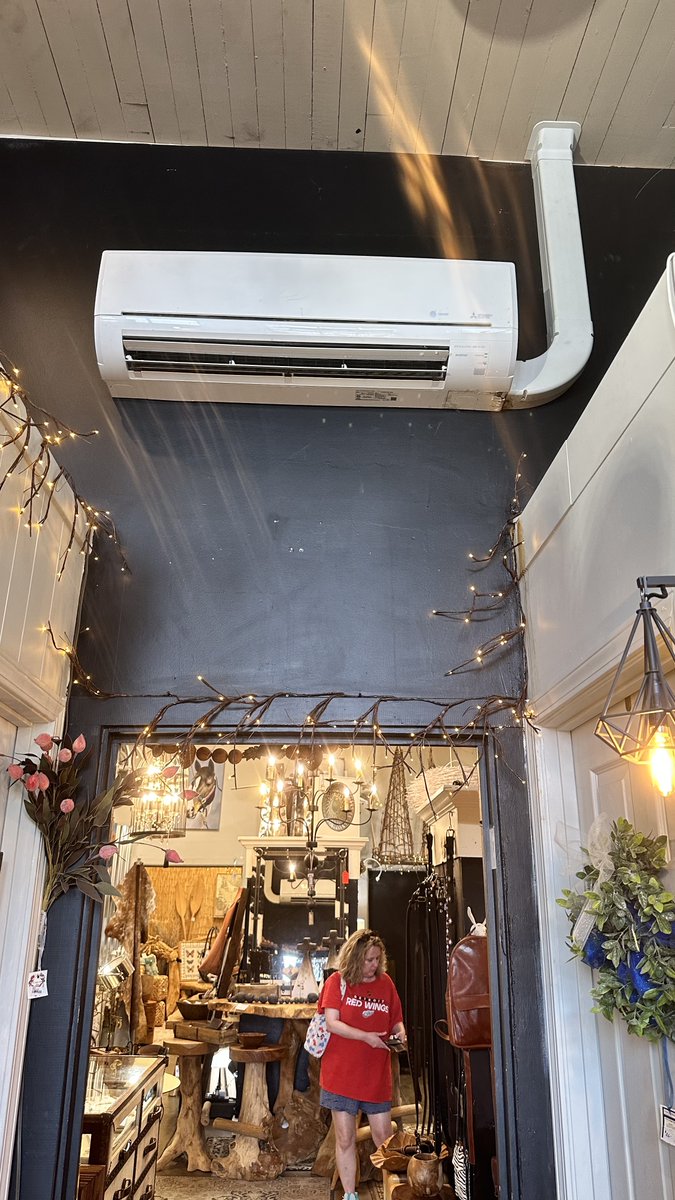 While antiquing on Sunday we ran into this.....So, I had to get into a conversation with store employee. She was fully engaged in our conversation, not! 😂 #WeSpeakHVAC