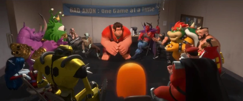 hankatun_side's tweet image. in my mind sig characters take a break and hang out somewhere in the computer when players get off the game screen like the grand central station from wreck it ralph