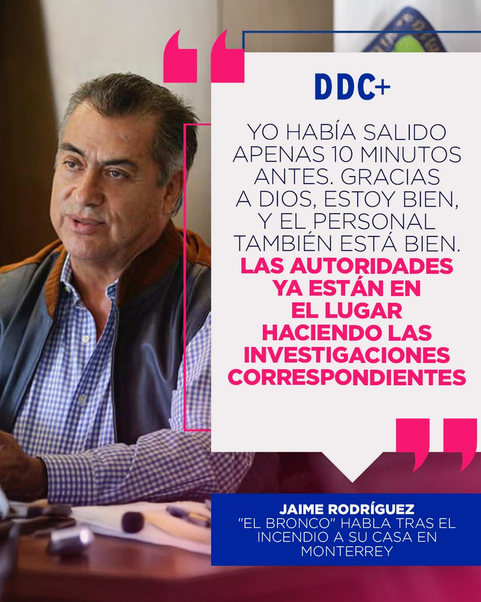 DDConfianza's tweet image. Esto fue lo que dijo el ex gobernador de Nuevo León acerca del incendio intencional a su casa.