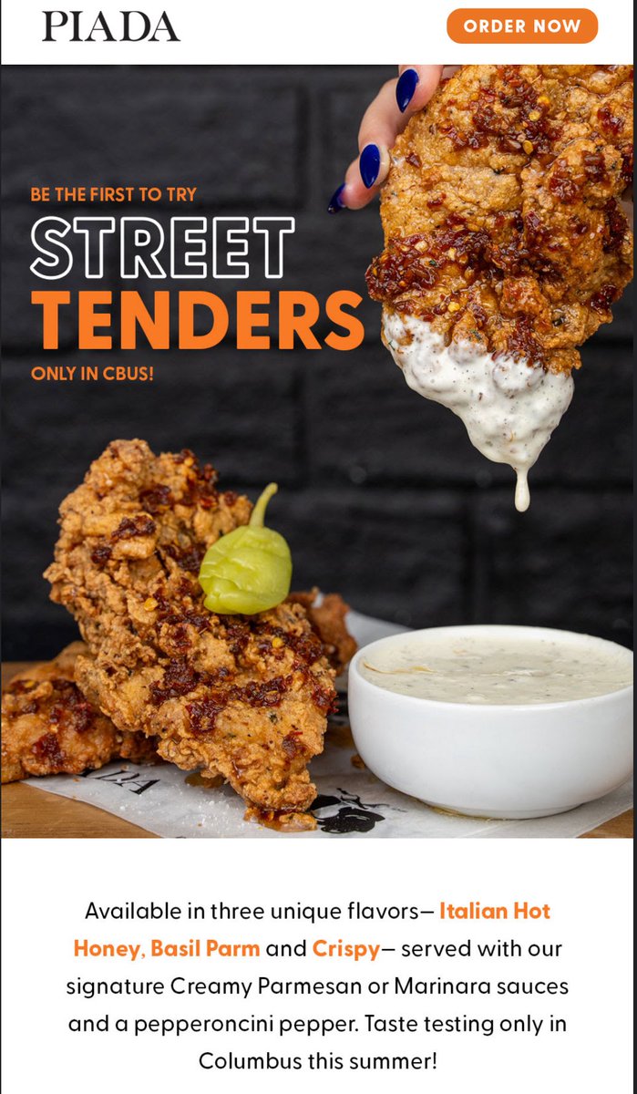 samvance's tweet image. We have jumped the culinary shark with chicken strips when a niche Italian street food concept debuts… chicken tenders.
Come on, guys…