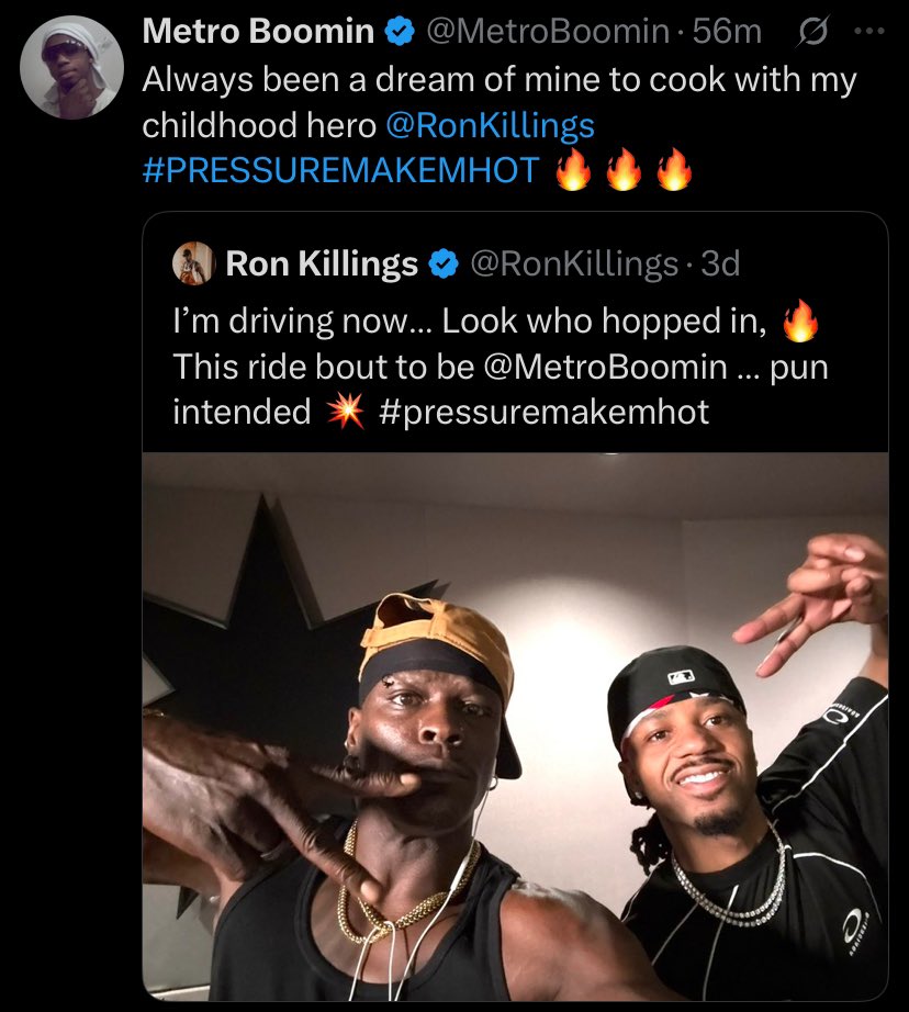 Moses_KnowsBall's tweet image. Metro Boomin & WWE star Ron Killings recently linked up in the studio👀
Looks like Metro Boomin is living out his dream of making music with WWE stars🔥