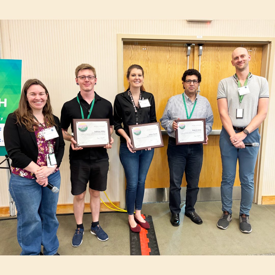 OLCFGOV's tweet image. 🎉 Congratulations to the 2025 QCUF poster winners!
👏 Anthony Wilkie, @UTKnoxville
👏 Ashlyn Burch, PhD, @ORNL
👏 Esam El-Araby, @UnivOfKansas
The 2025 Quantum Computing User Forum continues through Thursday.✨