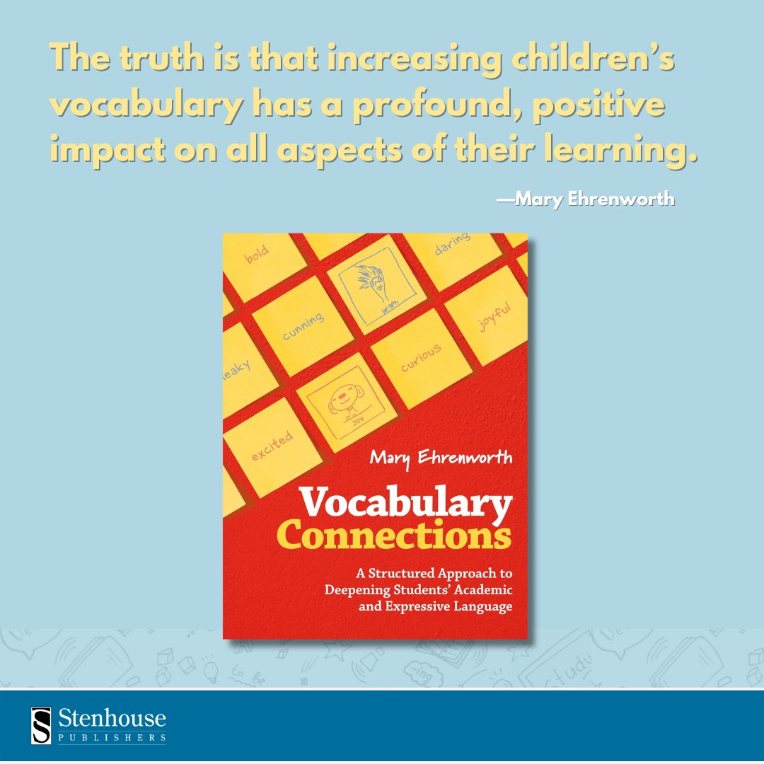 stenhousepub's tweet image. Wondering how to build students' vocabulary? Vocabulary Connections by Mary Ehrenworth provides use-tomorrow lessons for building word consciousness through read-alouds, book clubs, and content studies.
Get your copy for 20% off during our Mid-Year Sale: spr.ly/6014fJGSC