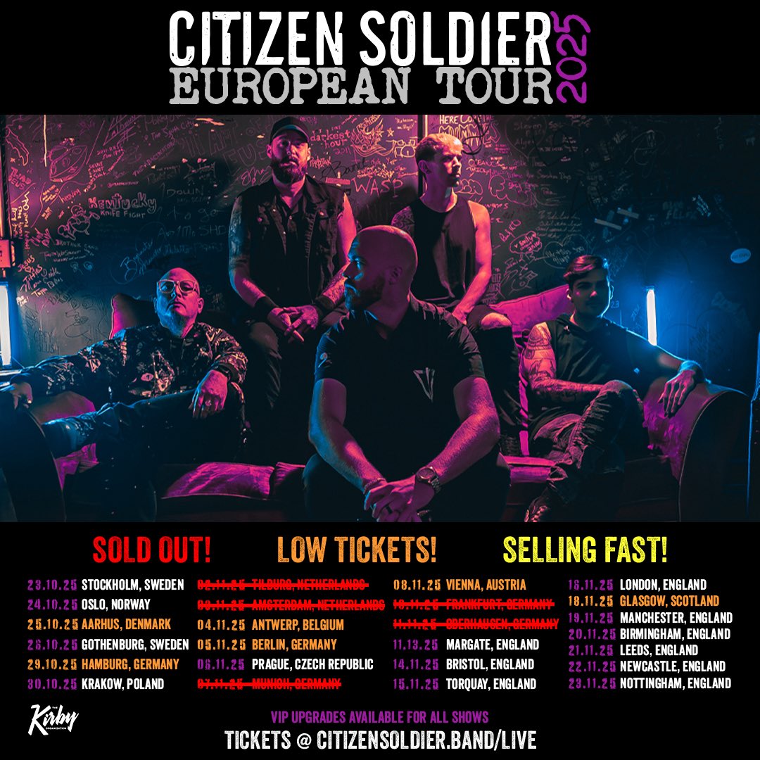 citizensoldiero's tweet image. EUROPE! Shows are selling out fast! Don't wait to get your tickets. See you soon 🫶