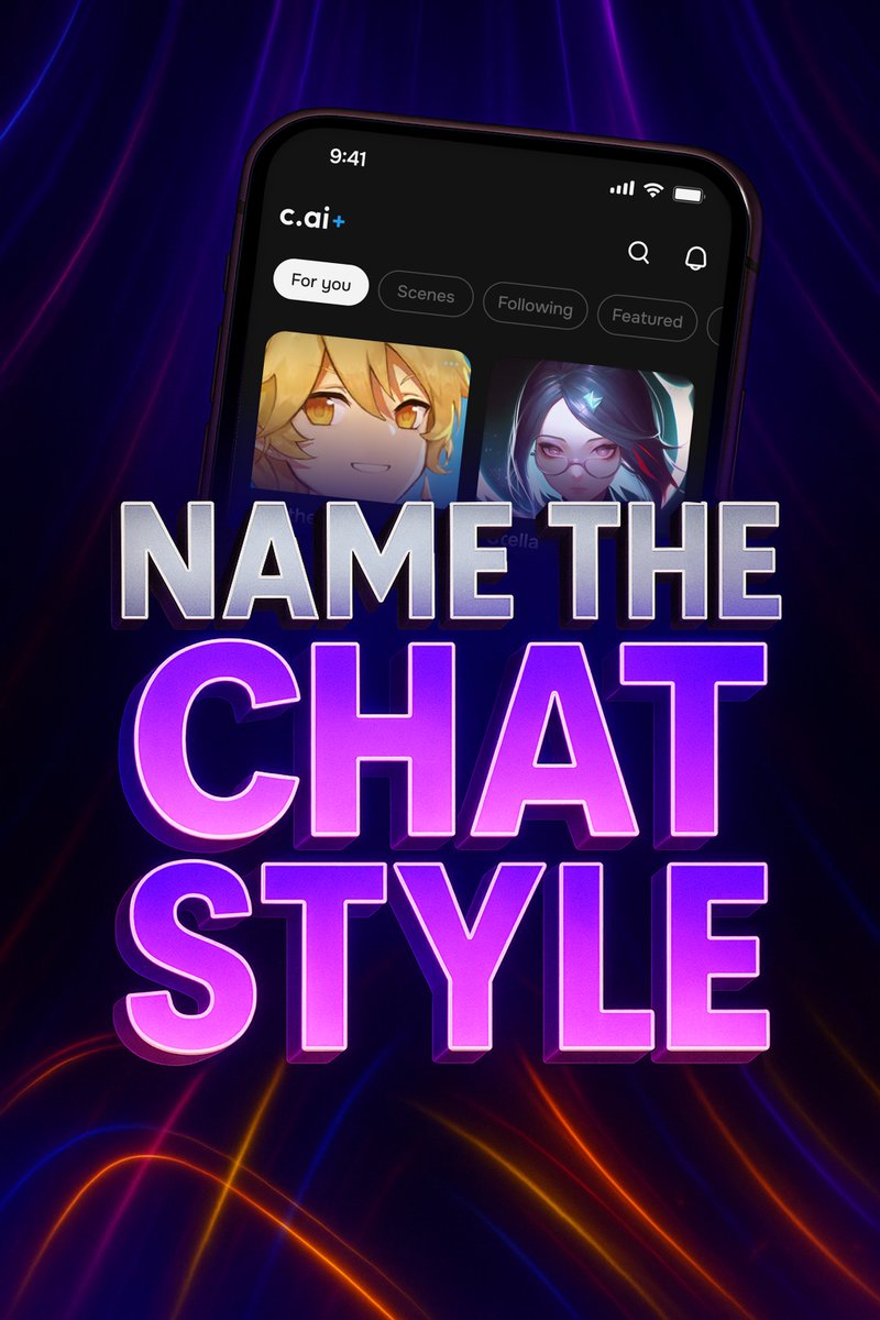 character_ai's tweet image. The time has come to NAME OUR NEXT CHAT STYLE but we need your help!
We're always testing ways to improve the quality of chats. This next round will be focused on something you've been asking for -- Roleplaying.
Click here to enter what you think would be the best name for…