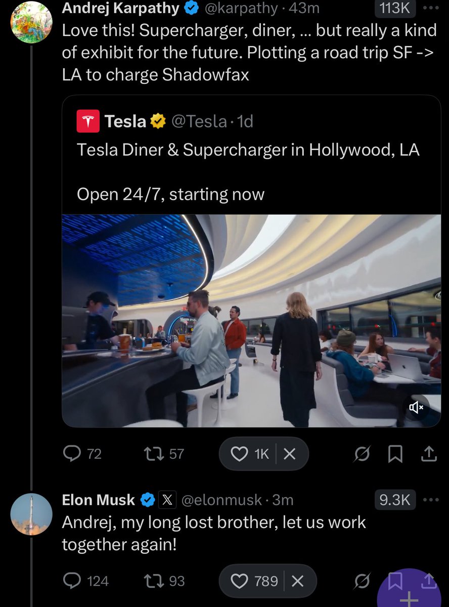 Elon musk is convincing Andrej Karpathy to work for xAI 👀
