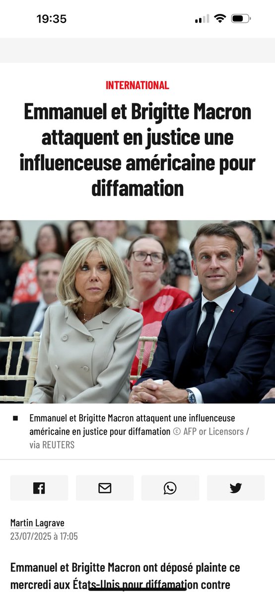camille_moscow's tweet image. 🔴 🇫🇷🇺🇸 Macron a déposé une plainte aux États-Unis contre Candace Owens qui a affirmé que sa femme est un homme
Le président Emmanuel Macron et son épouse Brigitte ont déposé une plainte pour diffamation aux États-Unis (dans le Delaware) contre la journaliste américaine Candace…