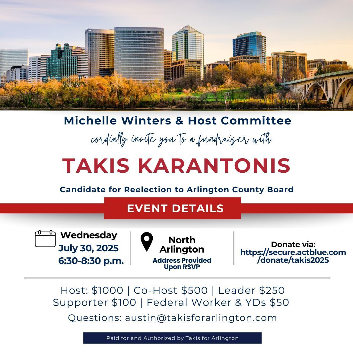 The fight for attainable housing is not over. Join us, July 30th, as we raise funds for Takis’s re-election campaign to the Arlington County Board, supporting a proven leader who has consistently stood up for community-centered housing policies. RSVP: secure.actblue.com/donate/takis20…