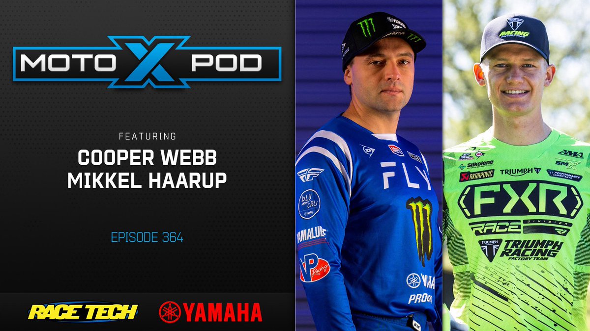 MOTOXP0D's tweet image. Tonight we have @cooperwebb_2 & Mikkel Haarup live at 430Pac/730Eastern on the MotoXpod YouTube channel. Thanks @racetechsuspen @YamahaRacingcom
@xbrandgoggles @fxrmoto @guts_racing_inc @tboltusa @etsracingfuels