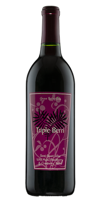 Grove Selections Triple Berri= blended with the all natural juice of three of the world's foremost super fruits. Tart cranberries, sweet blackberries &amp; tropical acai berries are balanced by a soft red wine;   Lescombes Winery, New Mexico