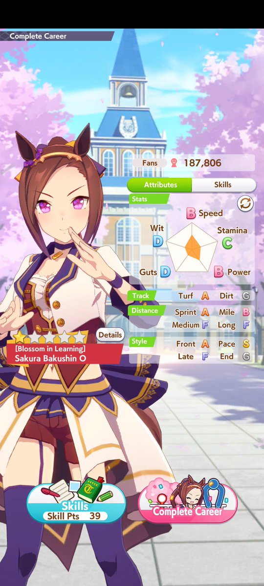 yinlanhlub's tweet image. did my first career with sakura bakushin O and won the ura finale with her she might be goated
