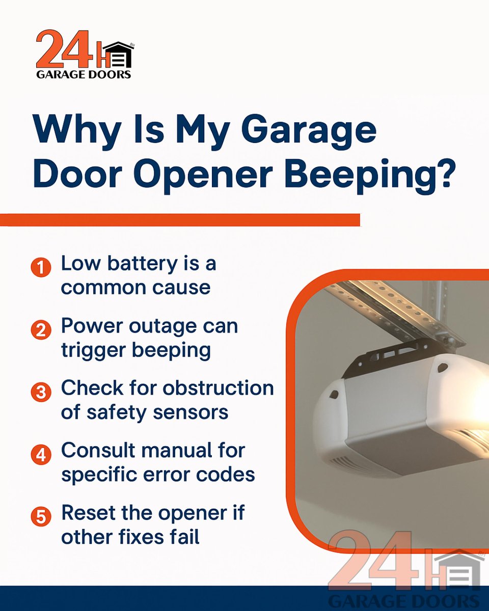 24HGarageDoor's tweet image. Annoying beeping? Discover common reasons why your garage door opener is beeping &amp;amp; how to fix it fast. Get answers! 

📞 Call us: (203) 489-2043
🧡 24H Garage Doors
24hourgaragedoorsct.com/service/garage…

#OpenerBeeping #Troubleshooting #GarageDoorHelp #CommonFixes
