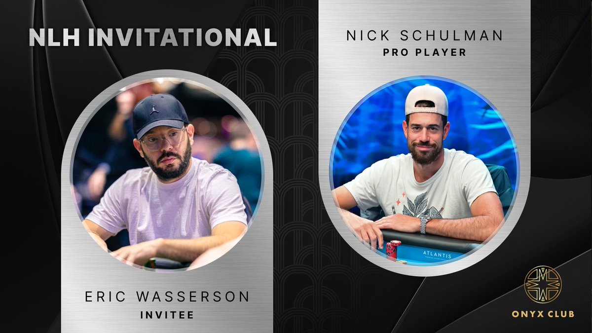 OnyxClub_'s tweet image. The most anticipated NLH Invitational Pairing-#4 🚨
Eric Wasserson @EWassPoker invites 7x WSOP bracelet winner and newest member of the Poker Hall of Fame - a true legend of the game Nick Schulman @NickSchulman to join him at the $100K NLH Invitational.
This one is gonna be a…