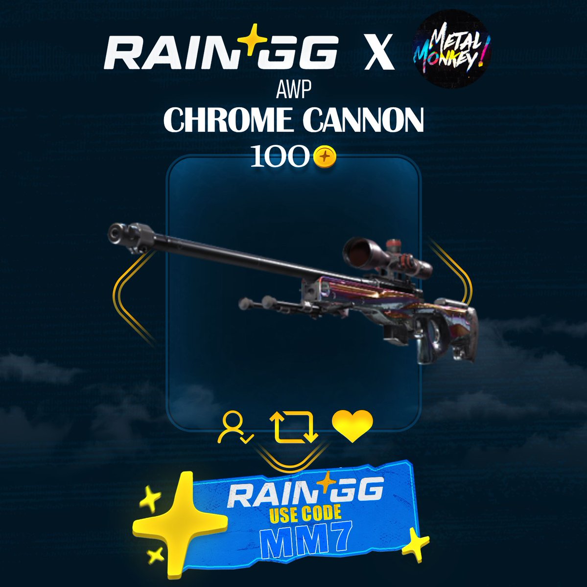 MetalMonkeyThe7's tweet photo. 💸100c RAIN GIVEAWAY

🍌Follow me and @raindotgg
🍌Retweet &amp; Like 
🍌Reply with RAIN ID

Ends in 3 days. https://t.co/RslJbakMHY