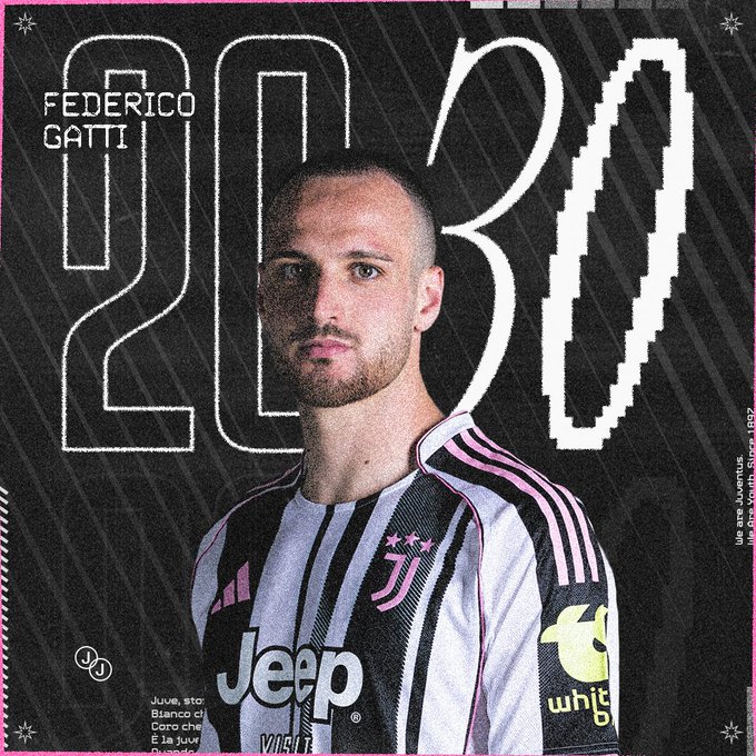 DeadlineDayLive's tweet image. 📝 𝗗𝗘𝗔𝗟 𝗗𝗢𝗡𝗘: Federico Gatti has signed a new contract at Juventus until 2030.
(Source: @JuventusFC)