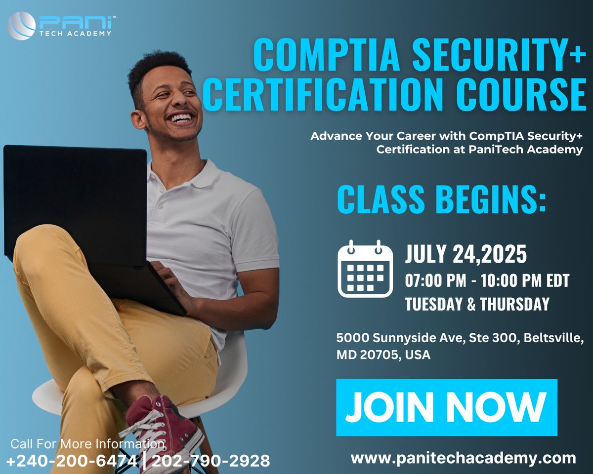 PanitechAcademy's tweet photo. 🚨 LAST CALL! 🚨

Secure your spot now!

➡️ Link in the Comments.

#Cybersecurity #SecurityPlus701 #CompTIASecurityPlus #PaniTechAcademy #InfoSecTraining #HandsOnLabs #ExpertTutors #ExamSuccess #DoD8570 #ThreatResponse #NetworkDefense #RiskAssessment #EncryptionTech https://t.co/hoT4cEPz7q