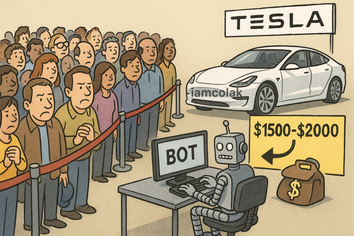 🇹🇷👏📣 

Türkiye’de Tesla sipariş süreci ciddi bir güven sorunu yaratıyor. Gerçek kullanıcılar normal yollarla araç alamıyor. Çünkü süreç botlarla ve fırsatçılarla dolu.
Sipariş ekranı açıldığında, saniyeler içinde araçlar sistemden çekiliyor ve bu işlemleri yapanların kim olduğu