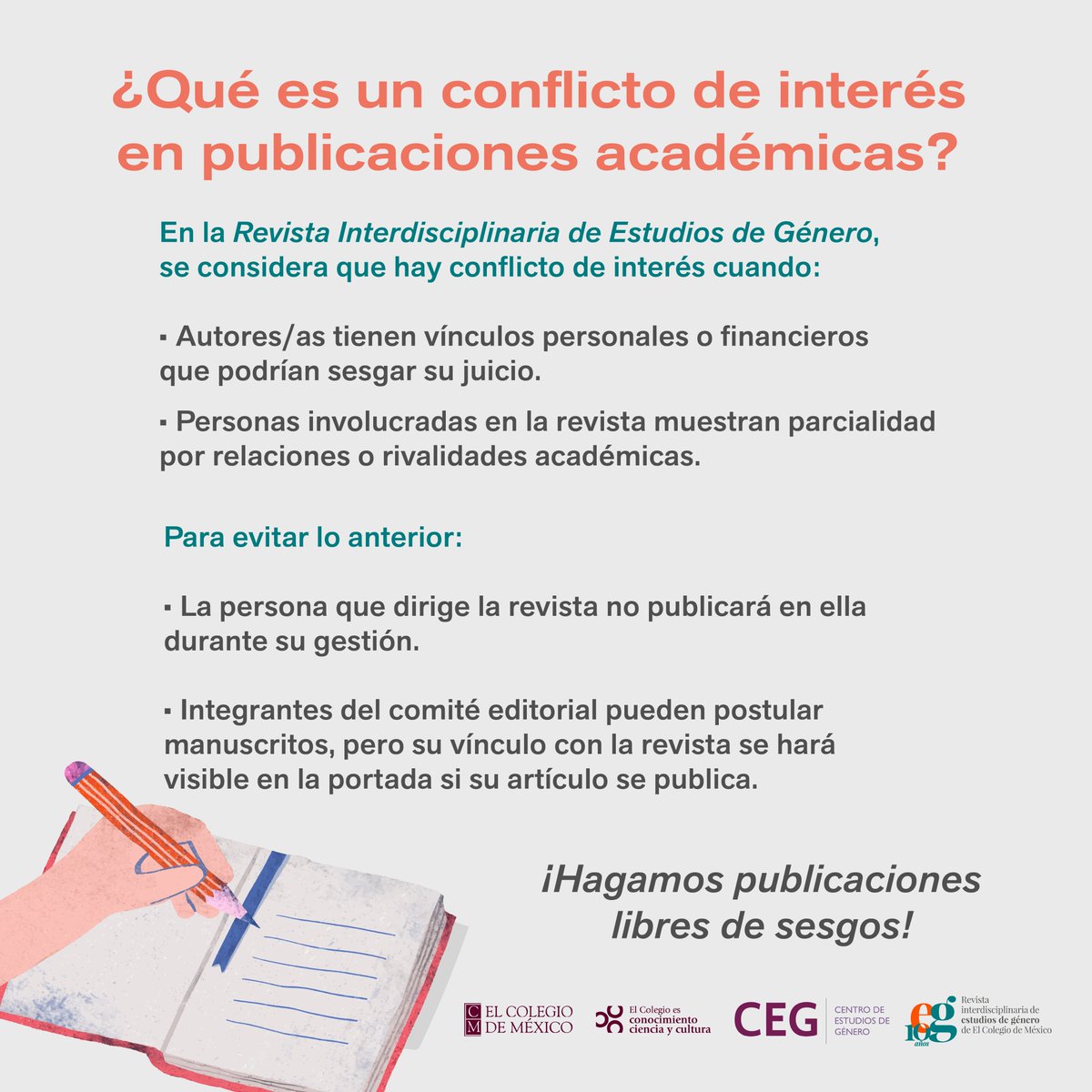 estudiosdgenero's tweet image. 🔍 ¿Qué es el conflicto de interés? 🔍
Te contamos al respecto y te invitamos a que juntxs creemos publicaciones libres de sesgos.