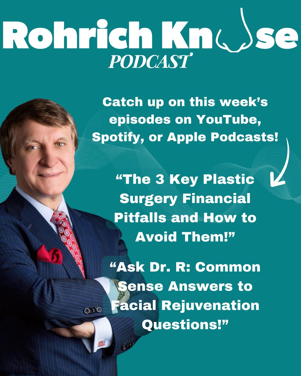 DrRodRohrich's tweet image. Miss this week's episodes of #RhorichKnose? Listen now on Apple or Spotify, and watch on YouTube! #PlasticSurgeryPodcast #RohrichKnoseBest