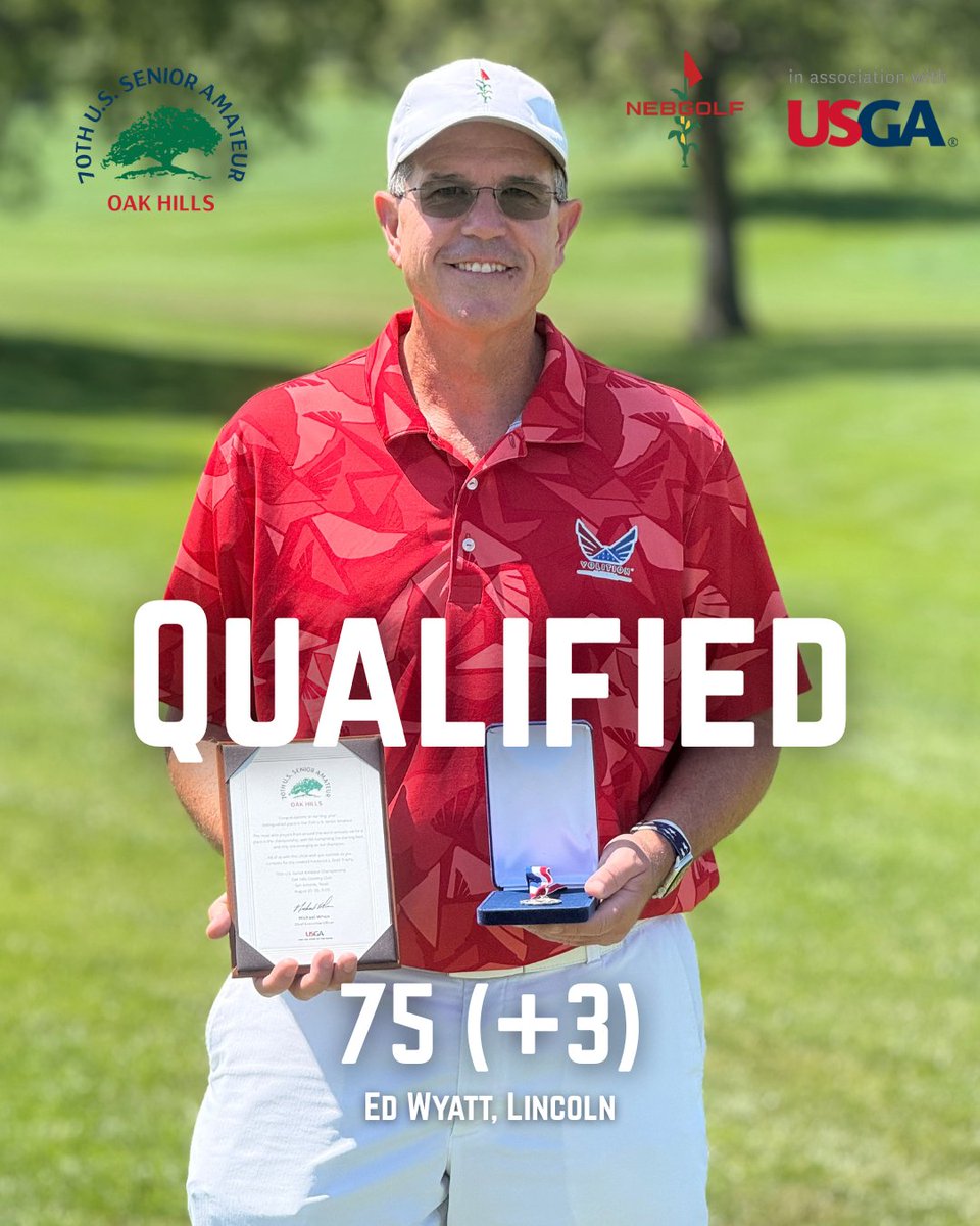 NGAgolf's tweet image. Lincoln’s Ed Wyatt earned the qualifying spot at the 70th U.S. Senior Amateur Qualifier at Platteview Golf Club and will tee it up at Oak Hills Country Club in San Antonio, TX this August. ⛳️