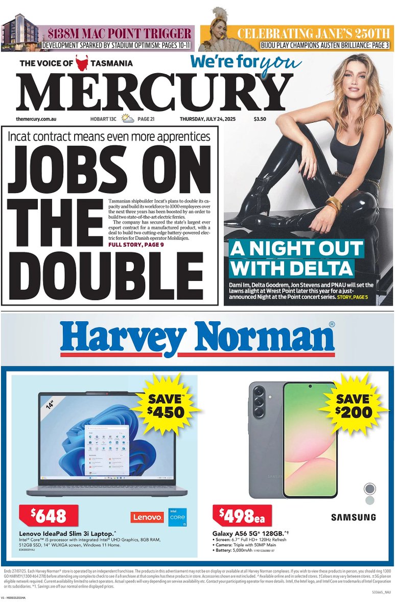 ukpapers's tweet image. β
Jobs On The Double
β«Tasmanian shipbuilder Incat has secured the stateβs largest ever export contract for a manufactured product, with a deal to build two cutting-edge battery-electric ferries for Danish operator Molslinjen
#frontpagestoday #Tasmania @themercurycomau