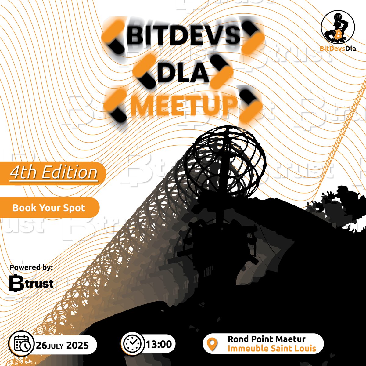 BitDevs Douala – July 2025 Edition 🇨🇲⚡
The monthly gathering of the Bitcoin community is back in Douala!
Join us to dive deep into the technical aspects of the Bitcoin protocol.
📅 Date: Saturday, July 26, 2025
🔗 Reserve your spot: lu.ma/00v5do83