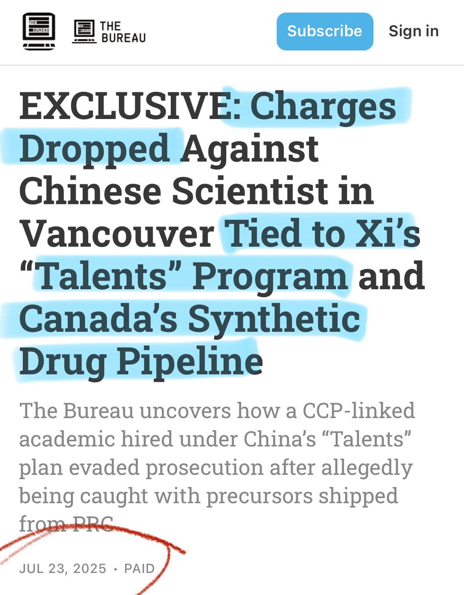 MelissaLMRogers's tweet image. IMAGINE THAT π¨π¦ Canada has dropped CHARGES against a Chinese scientist π¨π³ in Vancouver accused of importing more than 100 KGs of a narcotics precursor π€― Nothing makes sense