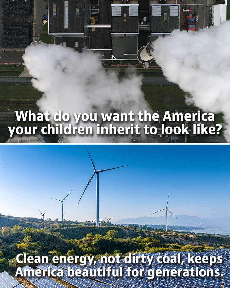 CleanAirMoms's tweet image. Yes! Clean energy ⚡ not dirty coal keeps America beautiful for our children and their health!