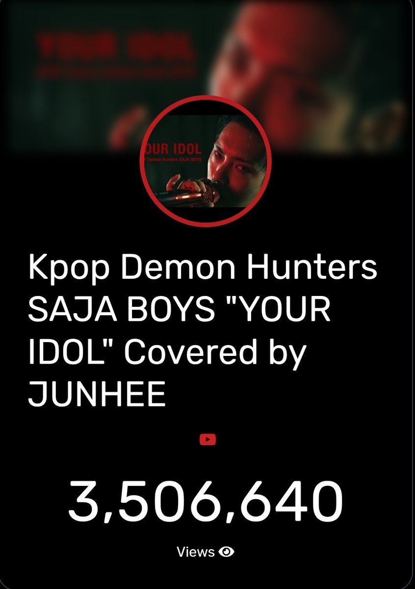 PJH_Updates's tweet photo. [🎬] - JUNHEE's cover of "Your Idol" by the Saja Boys from #KpopDemonHunters has reached 3.500.000+ views 🥳🎉

we are slowly but surely getting closer to 4 Million 🔥🔥

🔗https://t.co/odt1CgIx4n

#JUNHEE #준희 #Official_JUNHEE #박준희 #ParkJunhee #ACE #에이스 #YourIdolJunhee https://t.co/gEbm41xqt6